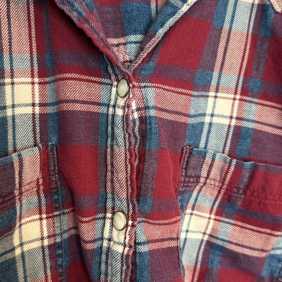 American Eagle Women's Boyfriend Fit Plaid Button Front Top Size Large - Picture 3 of 8